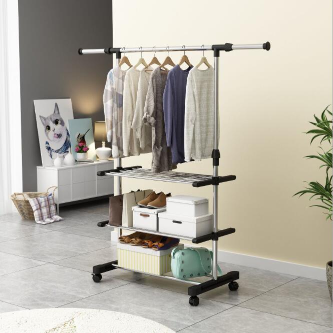 Lusimo Clothes Rack on Wheels Stainless Steel Rolling Garment Rack