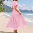 thumbnail image 5 of Iyufng Women's Checkered Dresses V-Neck Short-Sleeve Pleated Dress, 5 of 6