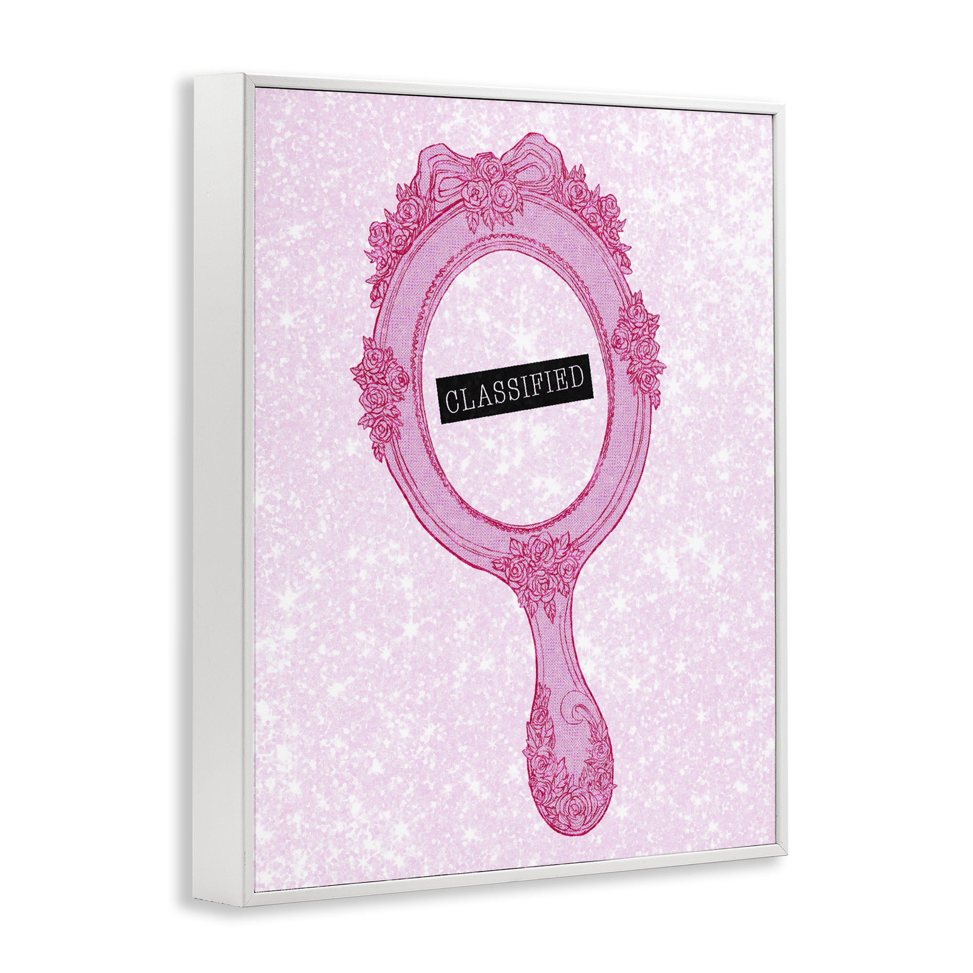 Stupell Industries Classified Ornate Pink Mirror White Framed Giclee Art, design by Ziwei Li