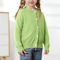 thumbnail image 2 of Miluxas Girls Crewneck Cardigan Sweater Kids Long Sleeve Button Knit Tops Outwear Bolero Shrug Cropped Tops Green 8-9 Years, 2 of 7