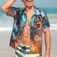 thumbnail image 5 of KLL Men's Hawaiian Shirt Short Sleeve Button Down Beach Shirts-Blue Dragon And White Tiger, 5 of 5