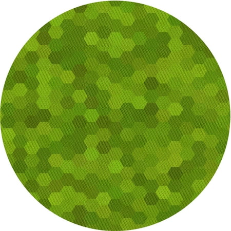 

Ahgly Company Indoor Round Patterned Dark Lime Green Area Rugs 5 Round