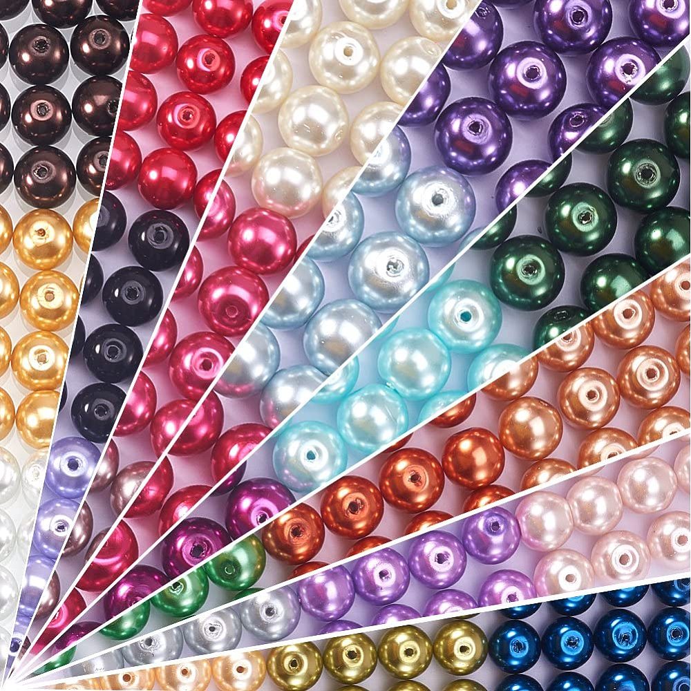 1Box Eco-Friendly Dyed Glass Pearl Round Beads Mixed Color 10mm Hole: 1mm 15pcs/compartment 360pcs/box