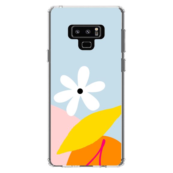 DistinctInk Clear Shockproof Hybrid Case for Samsung Galaxy Note 9 - TPU Bumper, Acrylic Back, Tempered Glass Screen Protector - Summer Vibes Bold Cherry Pink Orange Yellow