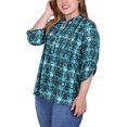 thumbnail image 3 of NY Collection Plus Size 3/4 Roll Tab Sleeve Y Neck Top, 3 of 3