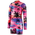 thumbnail image 4 of SILVERCELL Kids Girls One Piece Long Sleeved UV protective Bathing Suit Coconut Tree Flamingo Children Girl Swimsuit 4-12T, 4 of 16