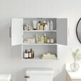 thumbnail image 3 of Flash Furniture Wall Mounted Bathroom Medicine Cabinet Storage Organizer with Two Magnetic Closure Doors, Adjustable Shelf, and Lower Open Shelf in White, 3 of 11