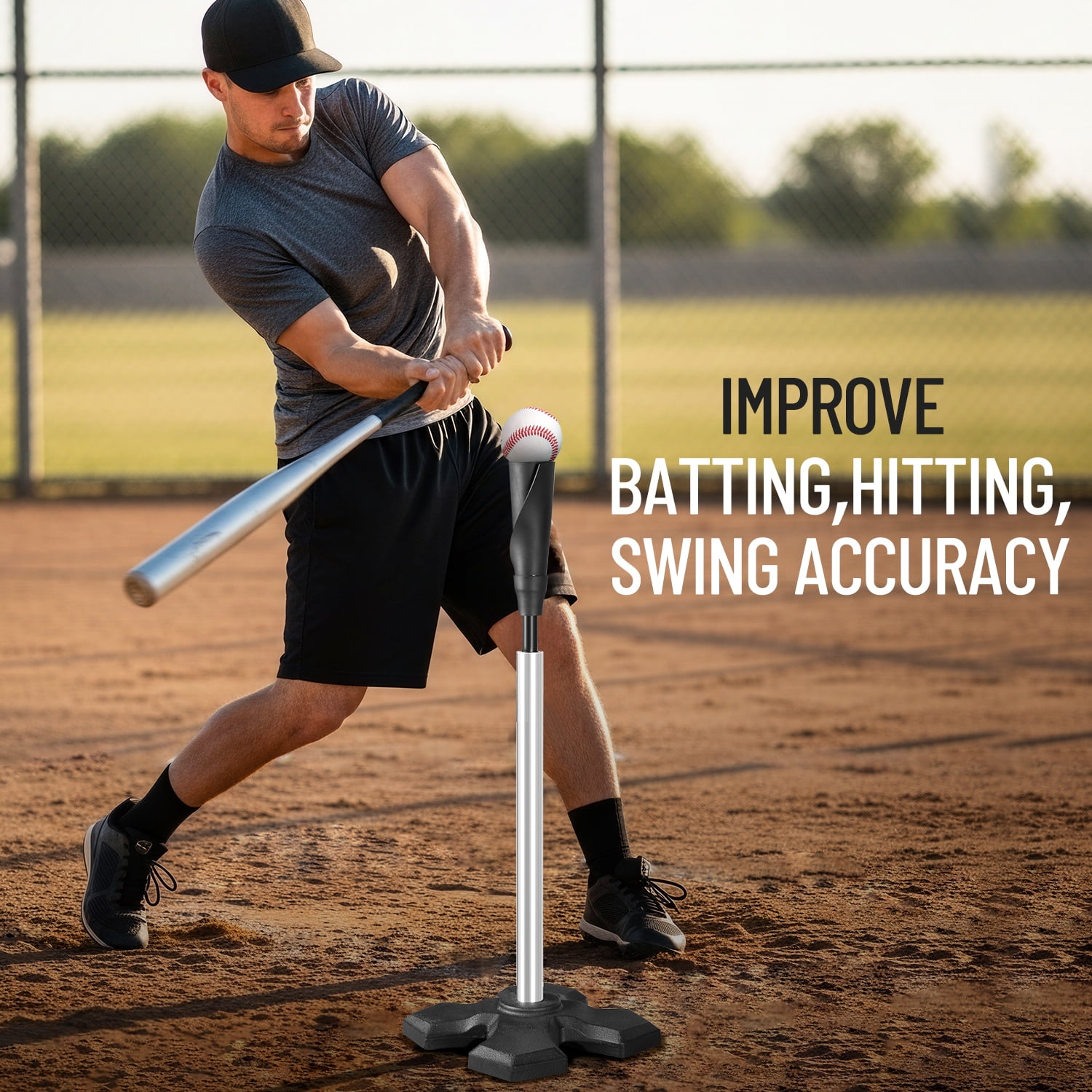 CureCalor Heavy Duty Adjustable Batting Tee for Baseball, Softball & T-Ball Training