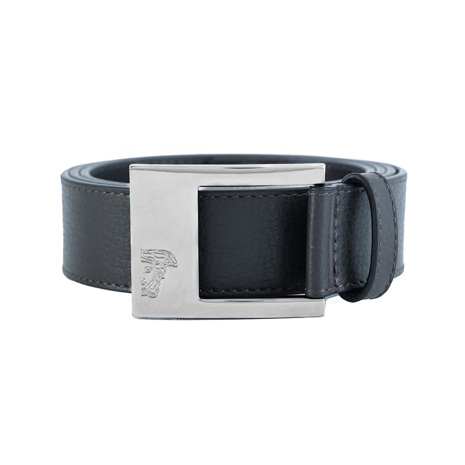 VERSACE COLLECTION Men/'s Taupe Brown Saffianio Leather Medusa Buckle Belt 158