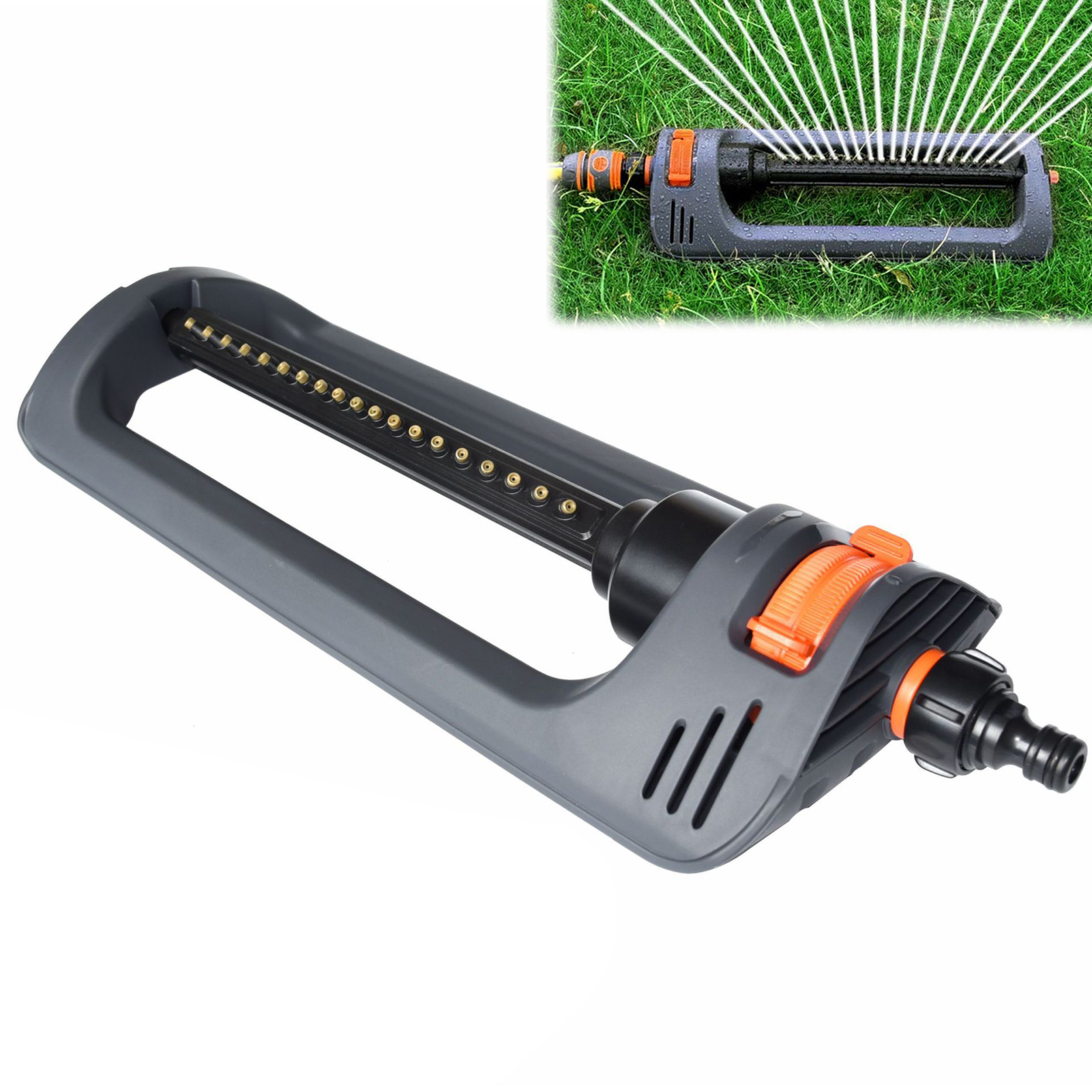 OIUR Oscillating Sprinkler 19-Hole Nozzle Lawn Sprinkler Wide Coverage Irrigation Water Sprinkler for Patio Yard Lawn Watering