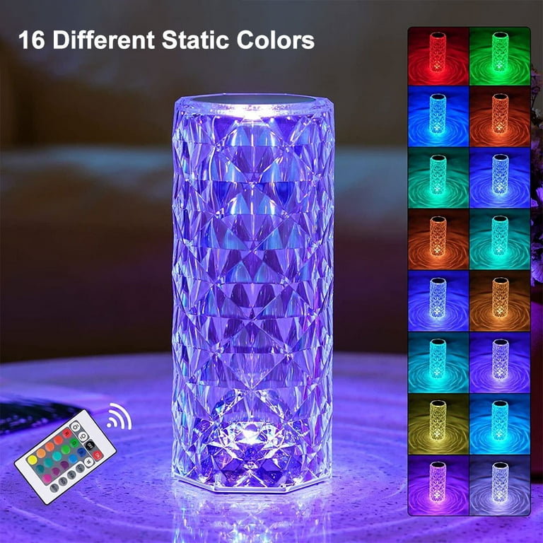 Crystal Table Lamp RGB Color changing night light Touch living Room light 