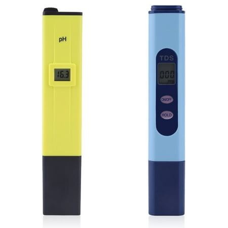 Yellow&Black Backlit LCD Screen D igital Ph Meter With TDS Tester Aquarium Pool Hydroponic Water Quality Monitoring 0-9999 PPM Set