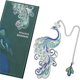 thumbnail image 1 of Marcapáginas de pavo real, marcapáginas de metal creativo con cadena colgante de 16 cm de largo, exquisita caja de regalo, regalos de colección de artesanía estética oriental (azul, 1 of 5