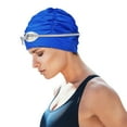 thumbnail image 4 of BLEEUS Swim For Women Pleated Bathing Caps Swimming Hats For Long Hair (Blue) Water Sports Supplies (Blue), 4 of 9