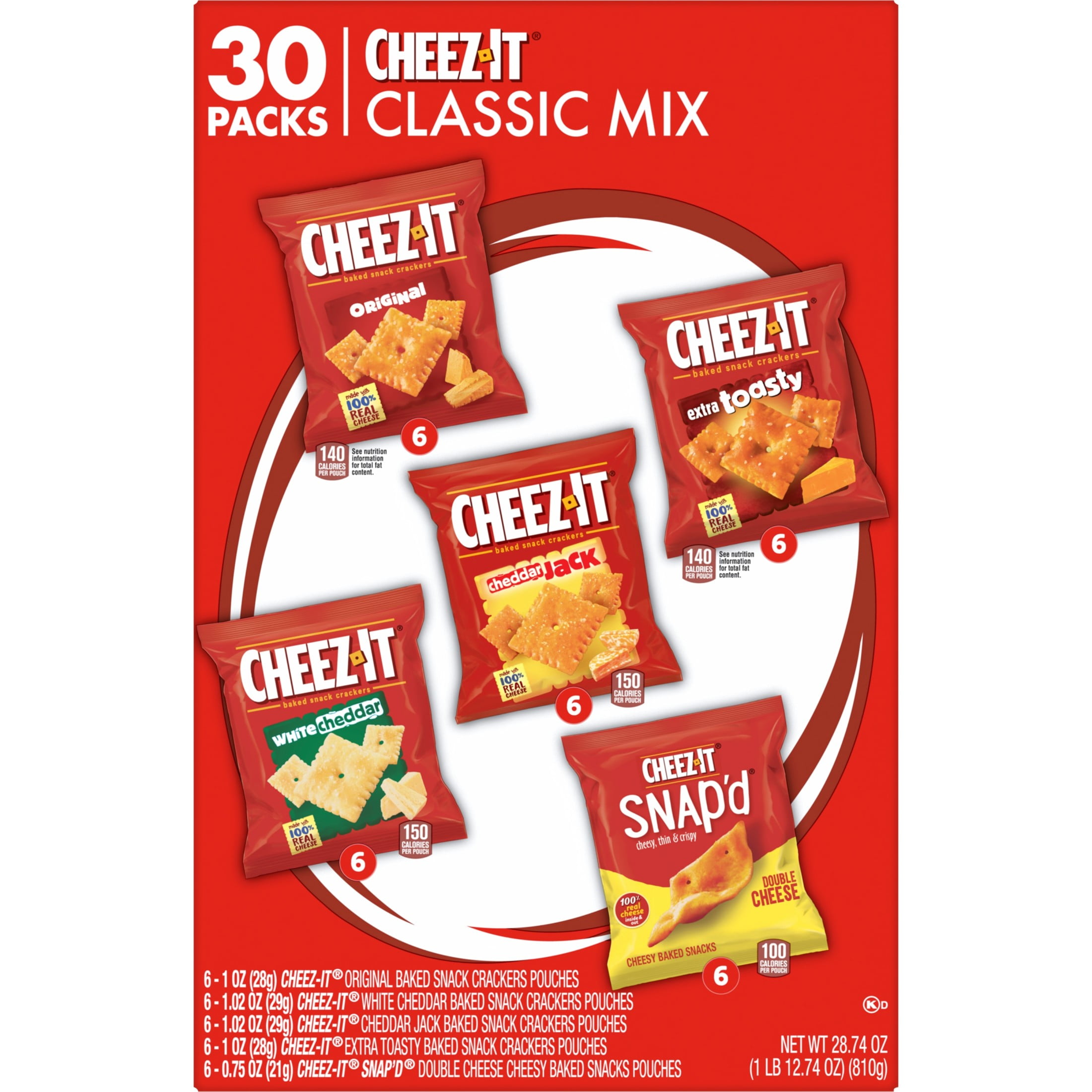 Cheez-It Variety Pack Snacks, Lunch Snacks, 30 Count