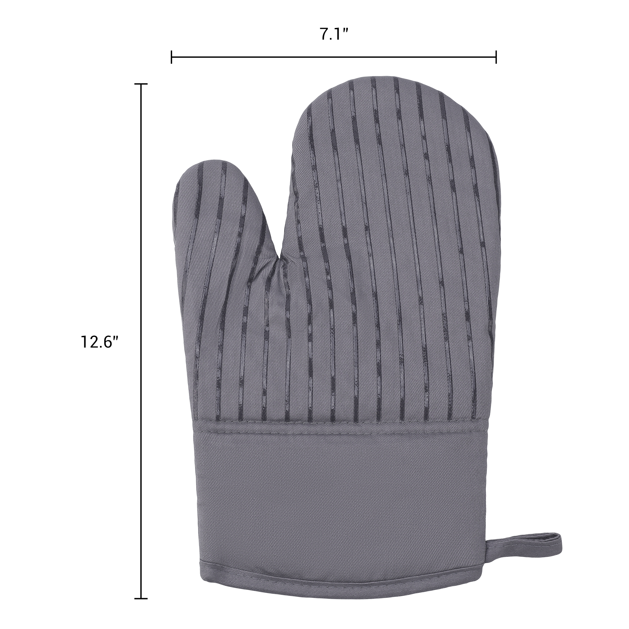 Unique Bargains 2pcs Silicone and Cotton Heat-Resistant  Oven Mitts Gray 12.6" x 7.1"