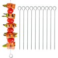 thumbnail image 1 of 10-pack of stainless steel skewers for grilling meat, vegetables and fruit on grills, griddles and large frying pans, 35 cm 14” metal skewers, 1 of 4