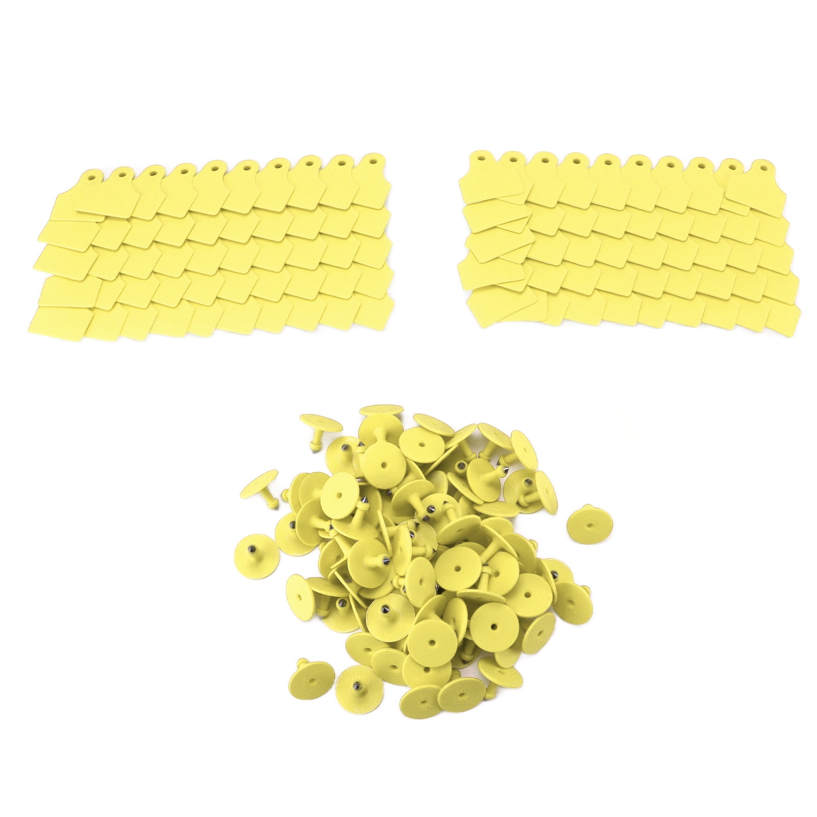 AVPAVP 100 Set Plastic Livestock Identification Blank Ear Tags for Sheep Cattle Pigs Animal Farm Supplies, Highly Visible Yellow Blank Livestock Tags with Pins for Tracking and Information Management