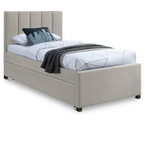 Meridian Furniture Harper Beige Linen Textured Fabric Twin Trundle Bed