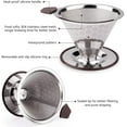 thumbnail image 2 of Filtro de café permanente de acero inoxidable, filtro de café sin papel para hacer café manual, gotero de café reutilizable con doble malla y mango de silicona, 2 of 7