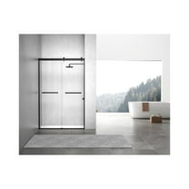 Sliding Shower Door 48x76 Matte Black - Frameless Double Door with Towel Bars & 8mm Glass