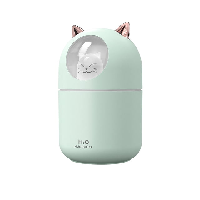 Injueey Humidificador de aire 300ML lindo conejo ultrasilencioso USB Aroma esencial habitación Coche Humidificadores Verde 0205#
