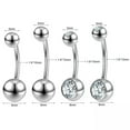 thumbnail image 3 of QQTDFG 1/2Pcs Stainless Steel Belly Button Rings Crystal Navel Piercing Barbell 10-12mm-With Crystal (1 Pc)-1.6mm(14g)*12mm, 3 of 9