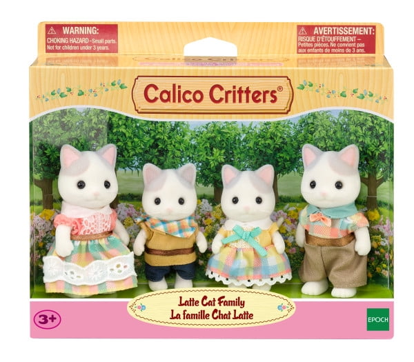 Calico Critters Latte Cat Family, Set of 4 Collectible Doll Figures
