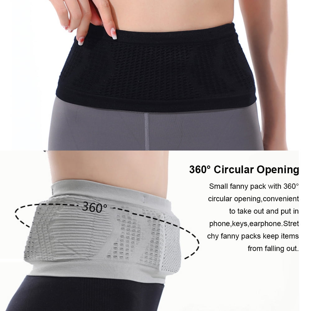 Slim Running Belt Fanny Packs Stretchy 360 Circular Open Breathable Workout Waist Packs Anti slip Cycle Belt Bag Bum Bag with Hook Walmart