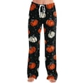 thumbnail image 2 of Satingcolo Halloween Pajama Pants Women Cute Funny Print Pajamas Casual Elastic Waist Palazzo Pants Fall Pajamas, 2 of 6