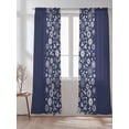 thumbnail image 2 of Sheer Curtains 84 Inches Long 2 Panels Set for Living Room, Japanese Semi Sheer Curtains for Windows, Navy Blue Country Flowers Leaves Aesthetic Voile Window Treatments Rod Pocket Curtain, 2 of 7
