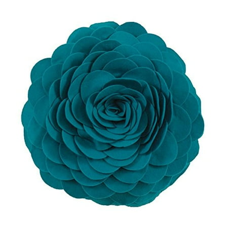 Eva S Flower Garden Decorative Throw Pillow 13 Inch Round Teal