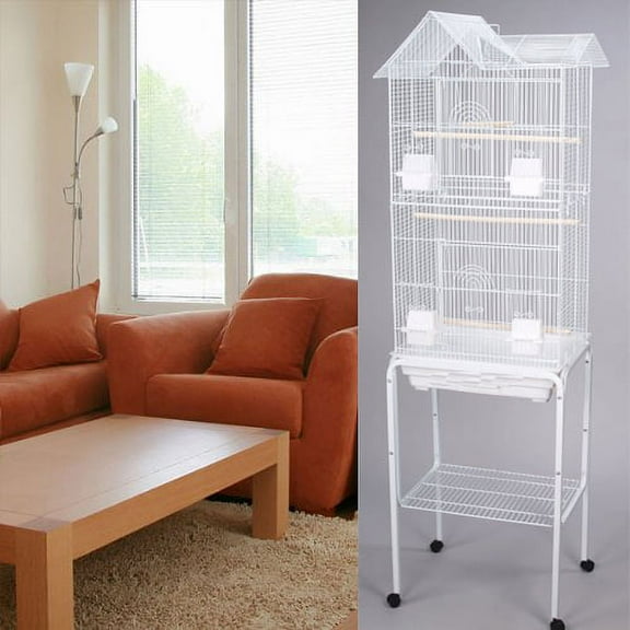 Large Pagoda House Style Bird Flight Rolling Stand Cage with Breeding Nest Door For Aviary Budgie Canary Parakeet Cockatiel Lovebird Finch