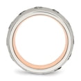 thumbnail image 3 of Chisel  Stainless Steel Polished Rose IP-plated Cubic Zirconia Half Round Ring 5, 3 of 5