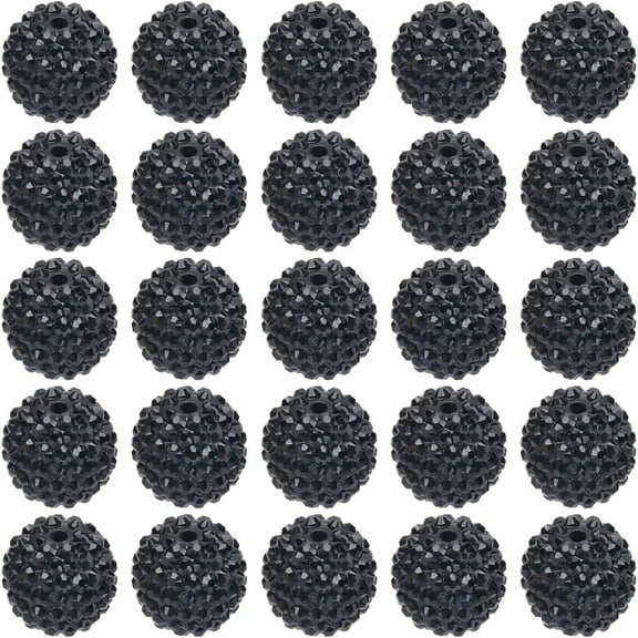 1 Set 40Pcs Resin Rhinestone Beads with Acrylic Round Beads Inside for Bubblegum Jewelry Black 20x18mm Hole: 2~2.5mm