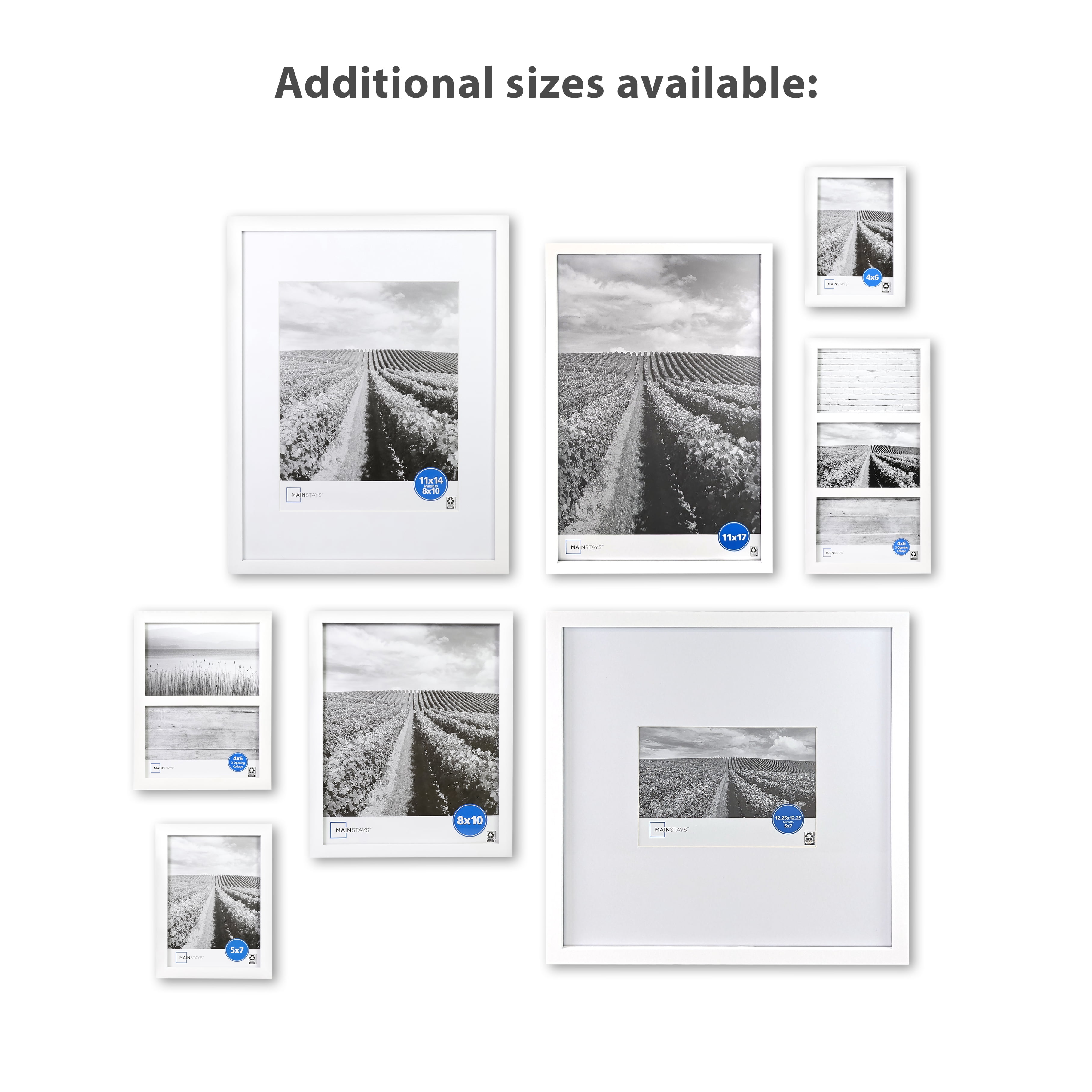 Mainstays 12.25x12.25 Matted to 5x7 Picture Frame, White
