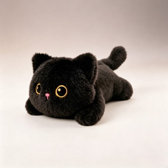 Weighted Cat Plush – 12 Inch 1.2 lbs Black Cat Stuffed Animal, Cuddly Soft Plushie Pillow Gift for Kids Adults, Anxiety Relief Comfort Toy