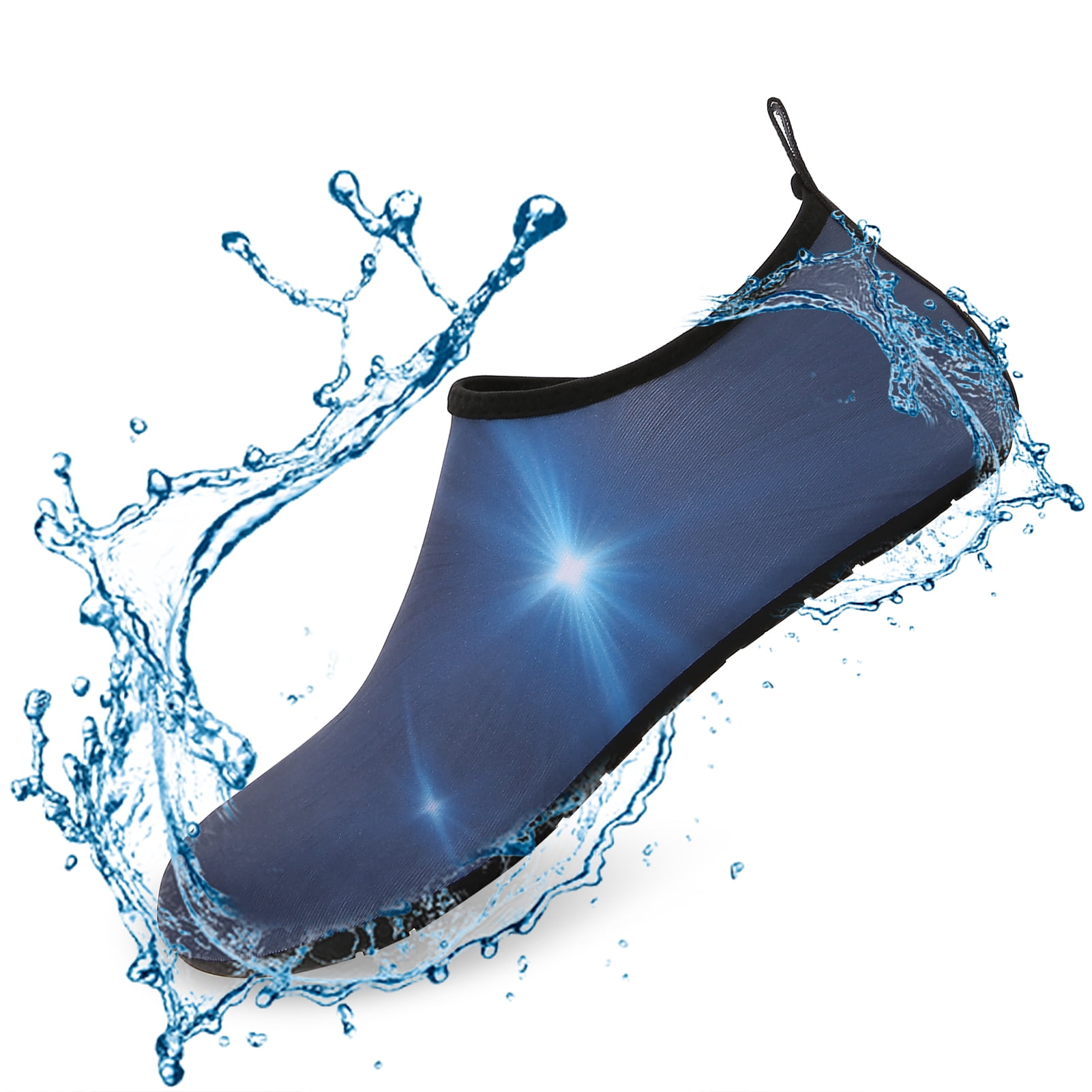 Men and Women a Slip On Barefoot Quick-Dry Beach Aqua Yoga Water Shoes (Light Shine/Navy, 7.5-8.5 Women/6.5-7.5 Men)