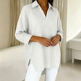 thumbnail image 5 of Luvrsol Dressy Tops for Women Solid Tunic Length Long Sleeve Top Soft Cotton Loose Casual Outfits S-2XL, 5 of 5