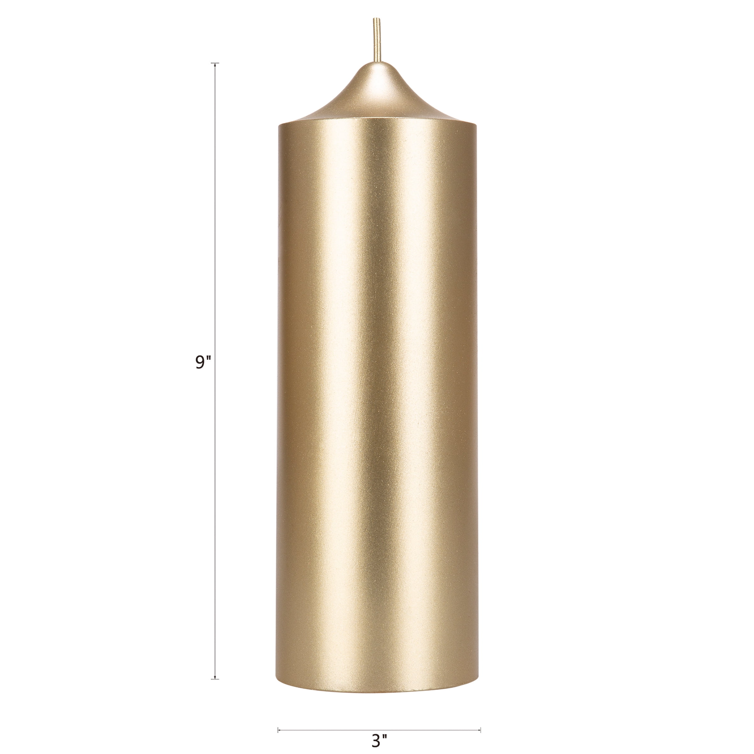 Mega Candles 1 pc Unscented Gold Dome Top Round Pillar Candle, Hand Poured Premium Wax Candles 3 Inch x 9 Inch, Home Décor, Wedding Receptions, Baby Showers, Birthdays, Celebrations, Party & More