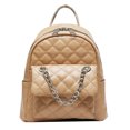 thumbnail image 2 of Mochilas Moda Rhombus Cuero Mujer Estudiante Hombro escolar (Caqui) Likrtyny Para Estrenar, 2 of 9