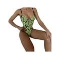 thumbnail image 1 of Traje de baño de una pieza con estampado de patrón de mujer Traje de baño de corte alto con cuello en V profundo Traje de baño XBTCLXEBCO Verde, CH, 1 of 6