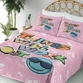 thumbnail image 3 of Ambesonne Emoji Fitted & Top Sheet Set with Shams, Colorful Things Will Work Out, Pale Pink White Marigold, 3 of 5