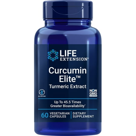 Life Extension Curcumin Elite Turmeric Extract promotes a healthy inflammatory response immune & heart health two-month supply gluten-free vegetarian non-GMO 60 vegetarian capsules