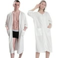 thumbnail image 3 of Women's Short Sleeve Robes Zip Front Nightgowns Loose Housecoat Loungewear Dress Duster with Pockets, 3 of 5