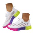 thumbnail image 2 of NOKIO Men's Walking Shoes Summer Non-S𝗅ip Tennis Running Shoes Fashion Colorful 𝖫a𝖼e Up Sneakers Lightweight Breathable Knit Sport Shoes Soft Cushion Sole We𝖽ge Shoes for Training Jogging, 2 of 6