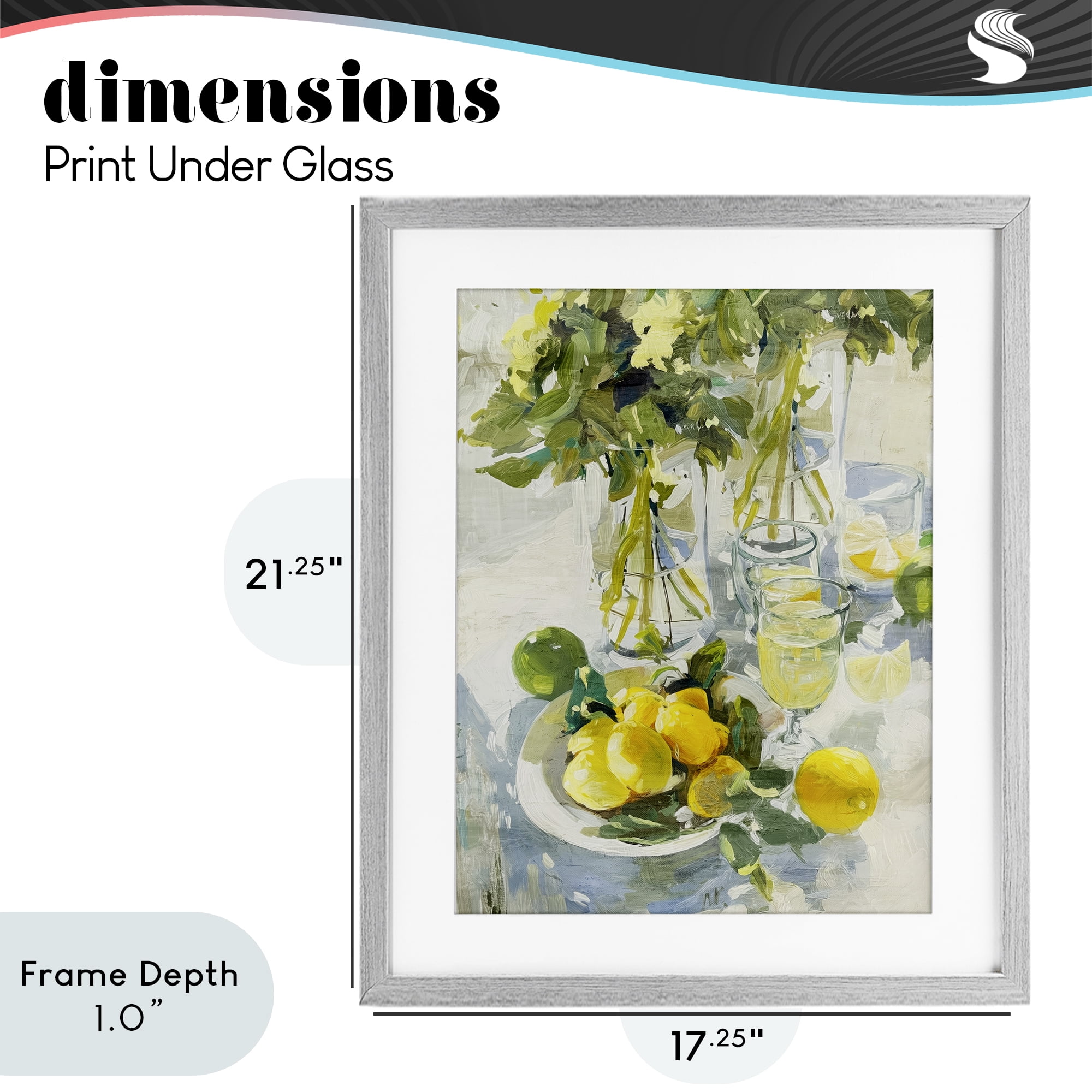 Stupell Industries Fresh Kitchen Lemons Spread Gray Framed Print Under Glass, design by Annabelle Hall