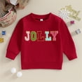 thumbnail image 2 of Mercatoo Toddler Baby Girl Christmas Long Sleeve Crewneck Sweater Tops Letters Embroidery Sweatshirt Fall Pullover Tops, 2 of 7