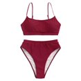 thumbnail image 3 of Kcodviy Womens High Waisted Swimsuits Slimming Tops for Women Set Bottom Padded Bathing Suits Sunflower Bikini for Women High Waist Bikini Sets Top Two Plus Size Leopard Swimsuits Piece Swimwear, 3 of 5