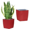thumbnail image 2 of GQDIN Woven Rattan Self-Watering Square Planter, Self Watering Planter Indoor Outdoor, Thickened Table Flower Plant Pot, Modern Plastic Flower Container for Indoor Greenery, 2 of 9